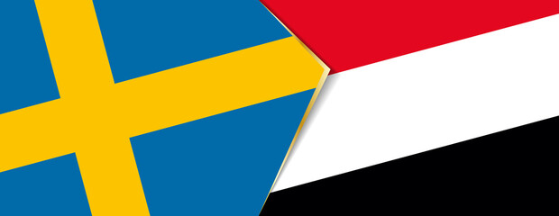 Sweden and Yemen flags, two vector flags.