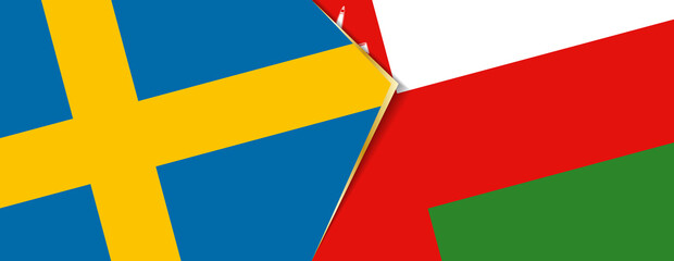Sweden and Oman flags, two vector flags.