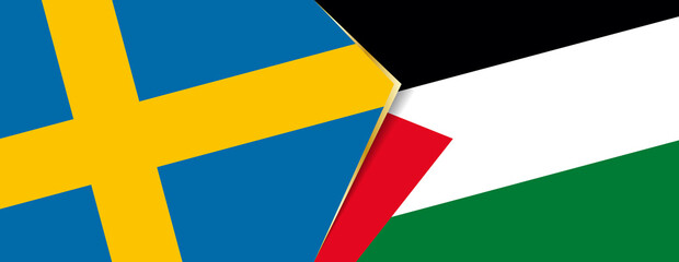 Sweden and Palestine flags, two vector flags.