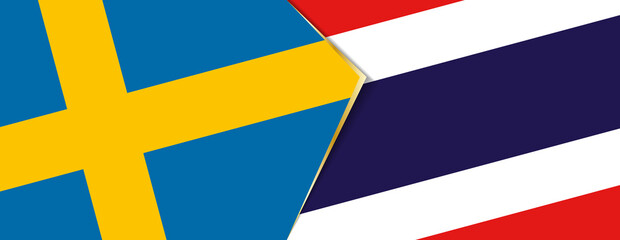 Sweden and Thailand flags, two vector flags.