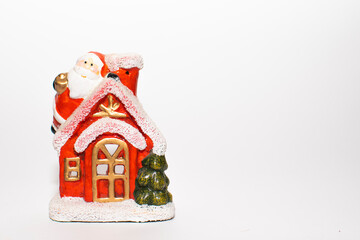 Christmas toys on a Christmas tree on a white background