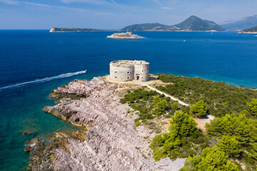 Montenegro. Arza fortress. Island and fortress Mamula