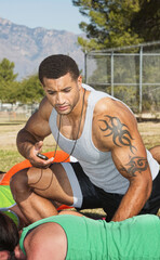 Trainer With Outdoor Fitness Class