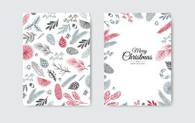 Merry Christmas invitation. Background for seasons greeting. Greeting card with new years tree.