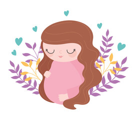 pregnancy and maternity, cute pregnant woman, flower floral decoration