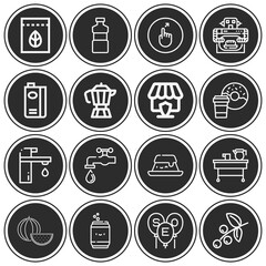 16 pack of drink  lineal web icons set