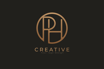Abstract initial letter P and H logo, usable for branding and business logos, Flat Logo Design Template, vector illustration