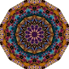 Round beach mat or umbrella template with mandala flower, funny crabs and hand-drawn starfish.