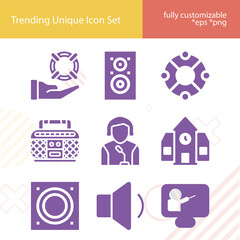 Simple set of lecturer related filled icons.