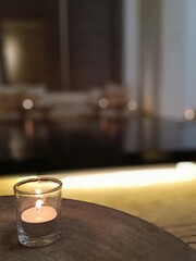 Candle light on a table