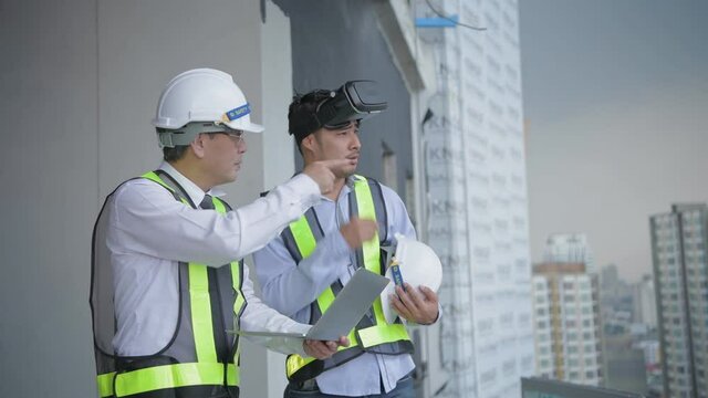 Engineer concept. Business people planning work with a virtual image system. 4k Resolution.