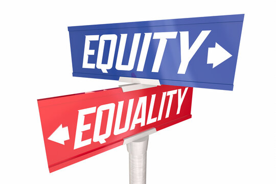 Equity Equality Two Way Road Street Signs Justice Fairness Opportunity 3d Illustration