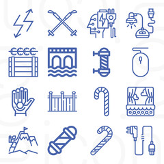 16 pack of rod  lineal web icons set