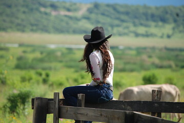 cowgirl at ranch