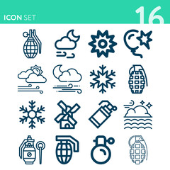 Simple set of 16 icons related to convection