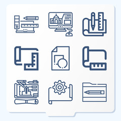 Simple set of 9 icons related to selective service