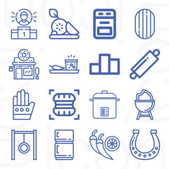 16 pack of hold up  lineal web icons set