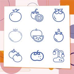 Naklejka na ściany i meble Simple set of 9 icons related to love apple