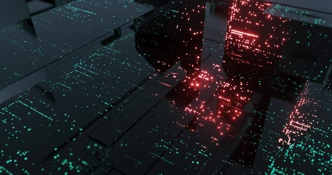 Abstract Digital code, Software developer motion graphic background. Application programming interface and software visual. Array data structure and encryption concept. 3D render, 4K seamless loop