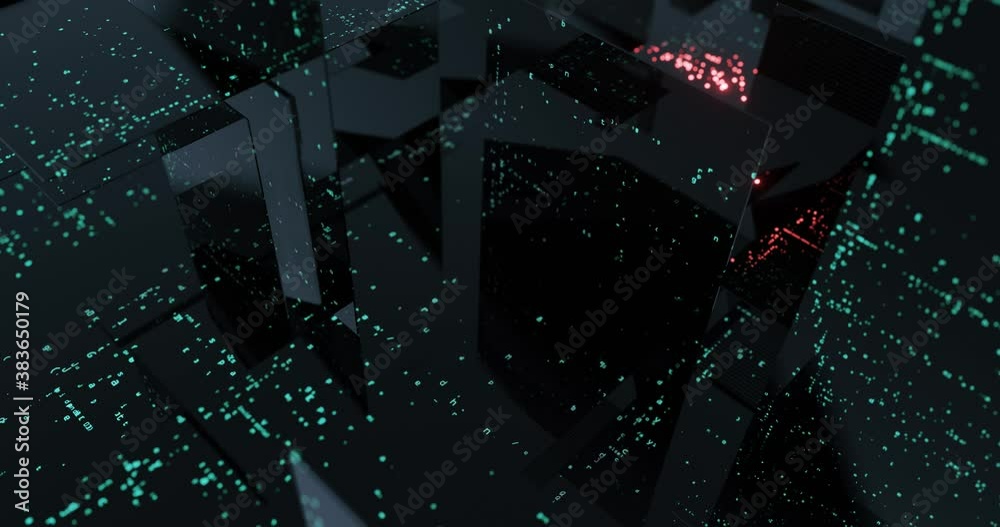 Poster source code on many monitor screens. futuristic technology neon abstract motion background with glow