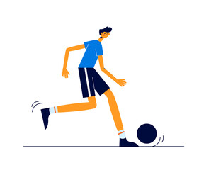 Modern vector sport illustration. Football player running with the ball.