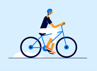 Fototapeta na wymiar Modern vector sport illustration. Guy rides a bike.