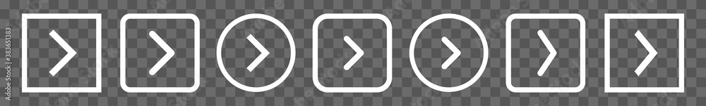 Wall mural next button icon white line | play buttons illustration | video audio player navigate symbol | right