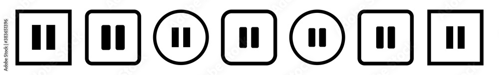 Wall mural pause button icon black line | break buttons illustration | video audio player navigate symbol | qui
