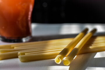 pasta straw with cocktail