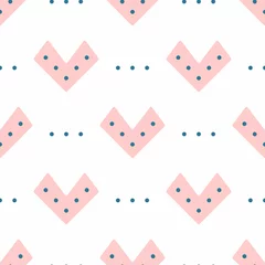 Stickers pour porte Chambre fille Joli modèle sans couture avec des coeurs et des points inhabituels. Imprimé girly. Illustration vectorielle simple.