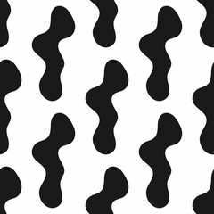 Seamless pattern with repeating black abstract shapes on white background. Simple vector illustration.