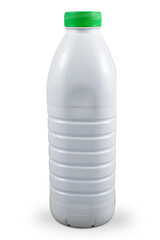 plastic milk carton with green cap isolated on white background