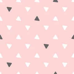 Foto op Plexiglas Meisjeskamer Eenvoudig naadloos patroon met herhalende driehoeken. Leuke girly vectorillustratie.