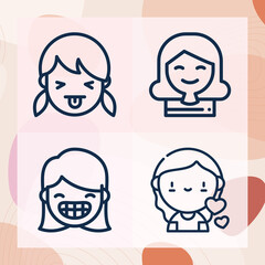 Simple set of female child related lineal icons