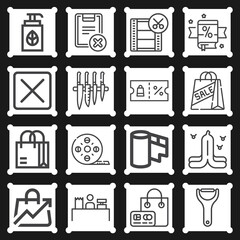 16 pack of off  lineal web icons set