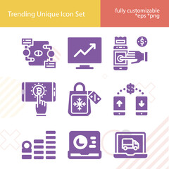 Simple set of earnings related filled icons.