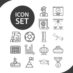 Simple set of achievement related lineal icons.