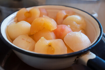freshly boiled peeled apples