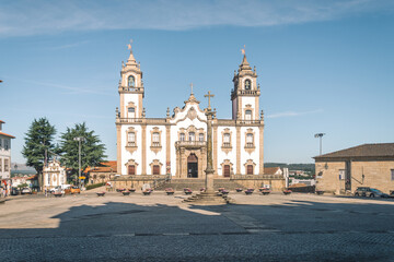 Fototapeta na wymiar large stone church. Church style in Portugal. construction in previous centuries