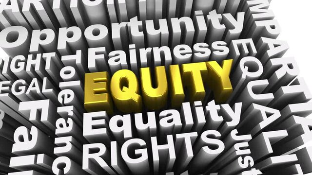 Equity Equal Opportunity Inclusion Fairness Policy Words 3d Animation