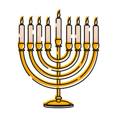 Isolated chandelier rosh hashana jewish sticker- Vector