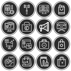 16 pack of cold meat  lineal web icons set