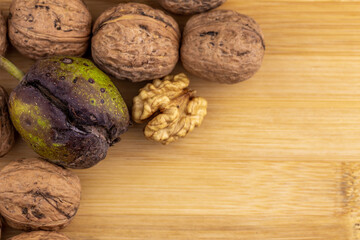 walnuts on the cutting board