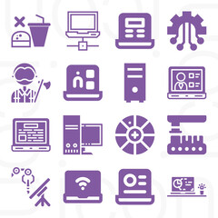 16 pack of computerized  filled web icons set