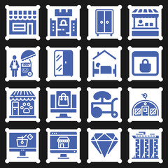 16 pack of stall  filled web icons set