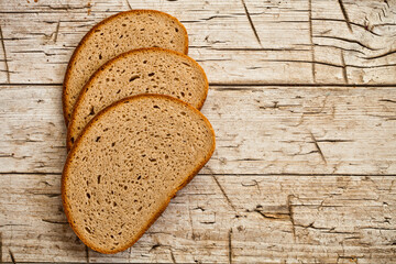 three slices of rye bread 