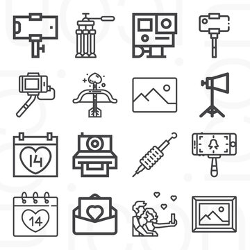 16 pack of pictorial representation  lineal web icons set