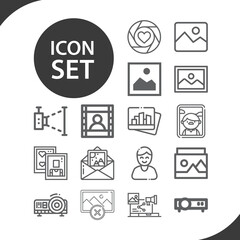 Simple set of gallery related lineal icons.