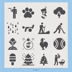 Simple set of snow related filled icons.