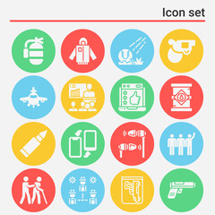 16 pack of military  filled web icons set